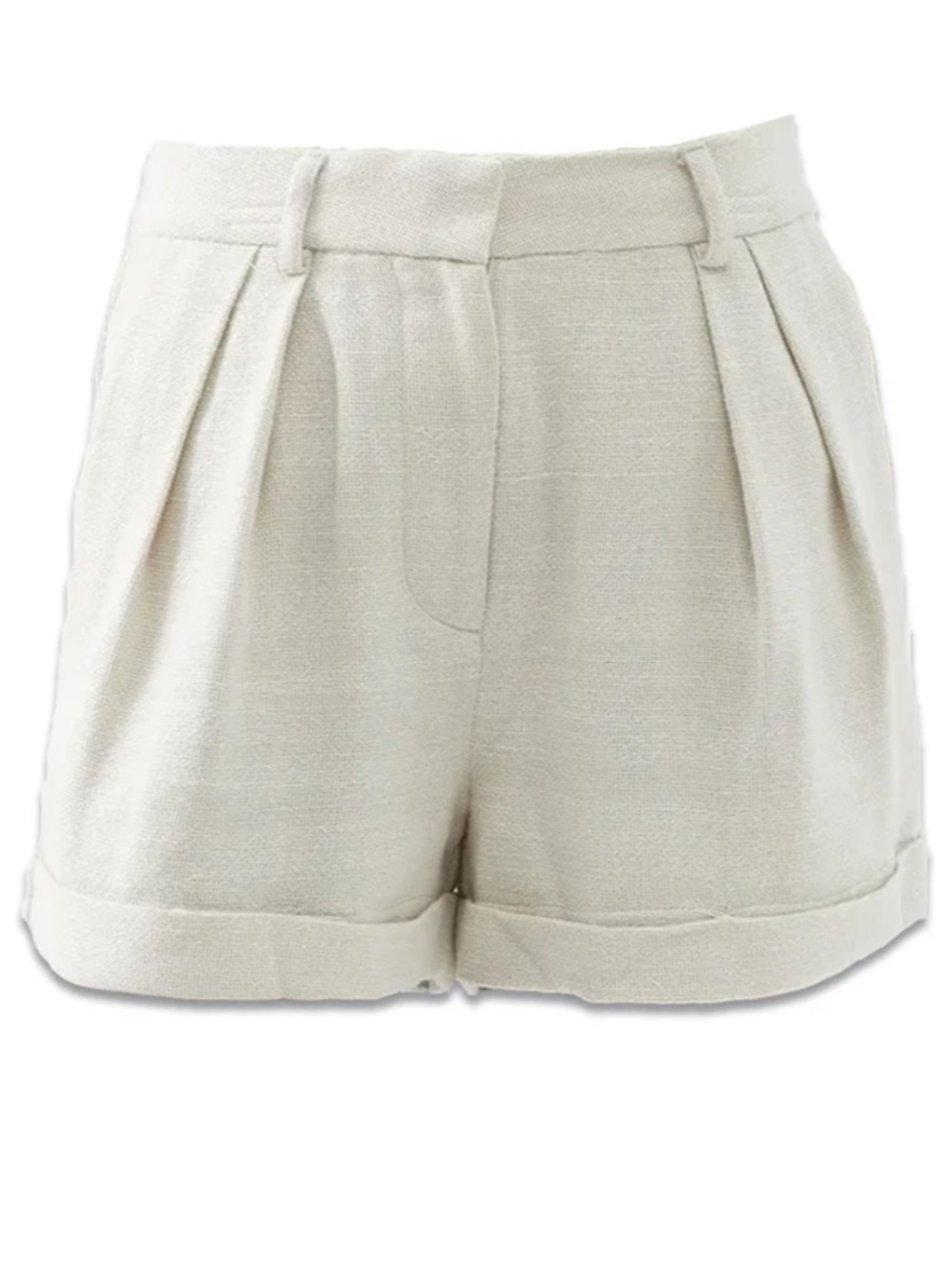 STAUD Luisa Shorts In Oatmilk Cream NWOT Size 4 Pleated Cotton Blend High Rise